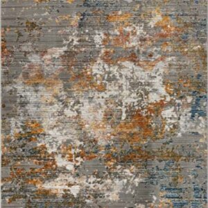 Well Woven Abstract Grey Multi Distressed Modern 5'2" x 7' Area Rug