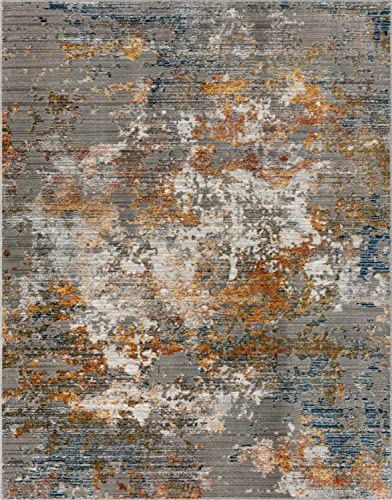 Well Woven Abstract Grey Multi Distressed Modern 5'2" x 7' Area Rug