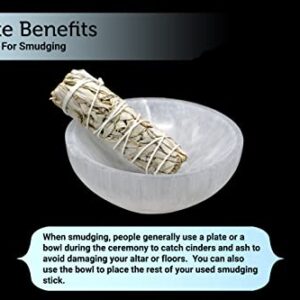 Soul Sticks Selenite Crystal Bowls for Smudging, Healing, Recharging Crystals | Pure Selenite Smudge Bowl & Crystal Charging Station Ethically Sourced in Morocco (5 Inch (Pack of 1))