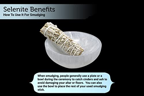 Soul Sticks Selenite Crystal Bowls for Smudging, Healing, Recharging Crystals | Pure Selenite Smudge Bowl & Crystal Charging Station Ethically Sourced in Morocco (5 Inch (Pack of 1))