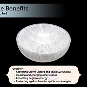 Soul Sticks Selenite Crystal Bowls for Smudging, Healing, Recharging Crystals | Pure Selenite Smudge Bowl & Crystal Charging Station Ethically Sourced in Morocco (5 Inch (Pack of 1))