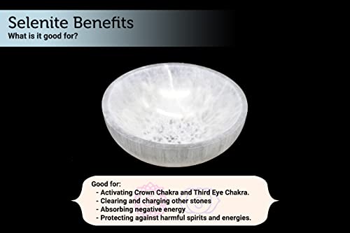 Soul Sticks Selenite Crystal Bowls for Smudging, Healing, Recharging Crystals | Pure Selenite Smudge Bowl & Crystal Charging Station Ethically Sourced in Morocco (5 Inch (Pack of 1))