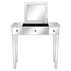 sdgh fch flip glass mirrored makeup table dressing table dressers study table (80 x 38 x 76) cm(l x w x h)