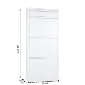 KASER Shoe Storage Cabinet - 3+1 Drawer 20" Metal Wall Mountable Shoe Storage for Entryway with No Assembly - Shoe Cabinet for Entryway Slim - 2-3 Pair per Tier (White)