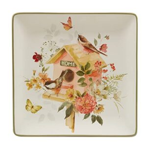 certified international nature's song 12.5" square platter, multicolor