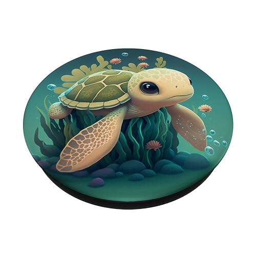 Cute Kawaii Sea Turtle in the Ocean PopSockets Standard PopGrip