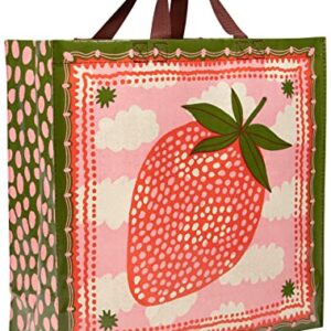 Blue Q Shopper - Strawberry Clouds. Reusable grocery bag, sturdy, easy-to-clean, 15" h x 16" w x 6" d. Made from 95% recycled material.