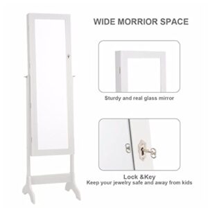 SDGH Lockable Jewelry Wardrobe Storage Organizer Box With Drawers White Home Furniture