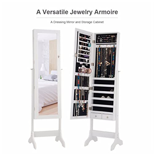 SDGH Lockable Jewelry Wardrobe Storage Organizer Box With Drawers White Home Furniture