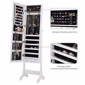 SDGH Lockable Jewelry Wardrobe Storage Organizer Box With Drawers White Home Furniture