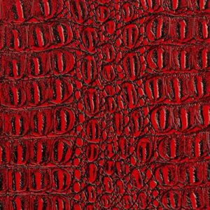 alligator fabric, soft textured crocodile vinyl faux leather, gator skin embossed upholstery diy craft and clips pleather sheets – individual 1 yard cut 36”x54” (red/black print)