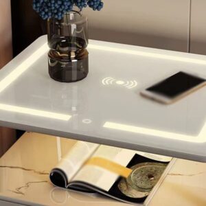 LLLY Lampe Chevet Multifonctionnelle Casier Recharge Lumière Chambre Coucher Tables Chevet Intelligentes