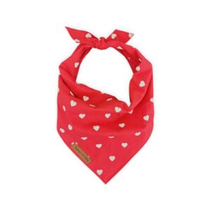 sammy’s sew shop red heart valentine's day dog bandana – red and white heart patterned pet bandana, tie back, premium cotton fabric, unique design, handmade in the usa, (large)