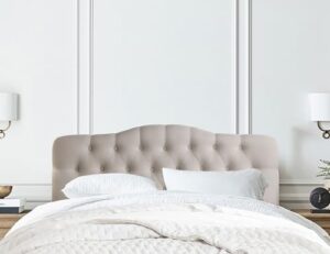 rosevera darax linen upholstered headboard-modern-adjustable height-button tufting,king,linen beige
