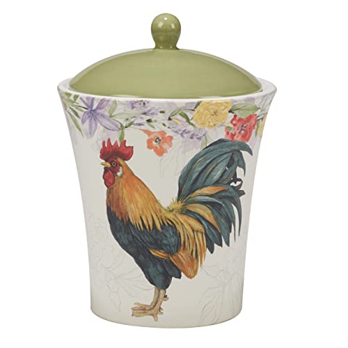 Certified International Floral Rooster 3 Piece Canister Set 54 oz, 72 oz, 104 oz, Multicolor