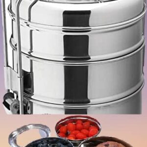 Sharvgun Stainless Steel Food Grade Bento Vintage Wire Tiffin Box, Traditional Indian Lunch Box,Tiffin Box,Food Container,Indian Tiffin, Food storage container 10 cm (3 Tier)