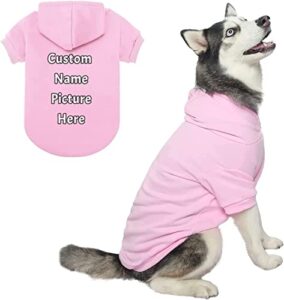 custom dog hoodies with name photo personalized pet warm sweater hoodies for small medium dogs & cat puppy (pink)