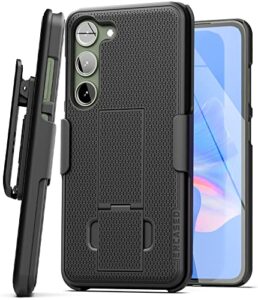 encased duraclip designed for samsung galaxy s23 plus belt clip case with phone holster and kickstand (matte black)