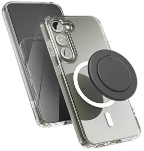 encased magnetic case and grip - designed for samsung galaxy s23 - protective clear case with removeable phone holder kickstand (2023 - s23 6.1 inch) compatible with magsafe