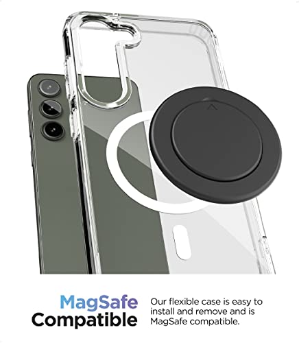 Encased Magnetic Case and Grip - Designed for Samsung Galaxy S23 - Protective Clear Case with Removeable Phone Holder Kickstand (2023 - S23 6.1 inch) Compatible with MagSafe