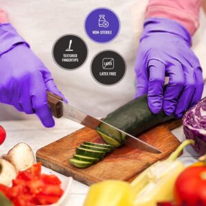 SafeWay Disposable Nitrile Gloves, 200 Pack, Powder-Free, Latex-Free & Non-Sterile Gloves, Ambidextrous Gloves with Textured Fingertips, Food & Medical-Grade for Cooking, Cleaning, Pet Care, Small