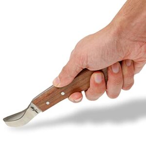 PRECISION CANADA Super Sharp Loop Blade Hoof Knife for Right Handed of Japanese Stainless Steel with Smooth Wooden Handle