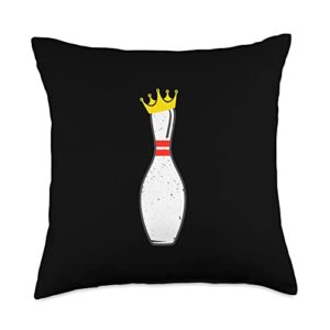 bowling lovers king of bowling pin | for bowlers throw pillow, 18x18, multicolor