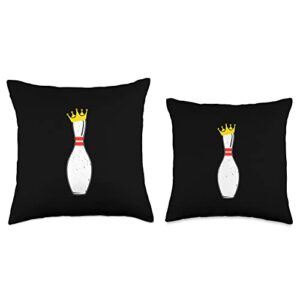 Bowling Lovers King of Bowling Pin | for Bowlers Throw Pillow, 18x18, Multicolor