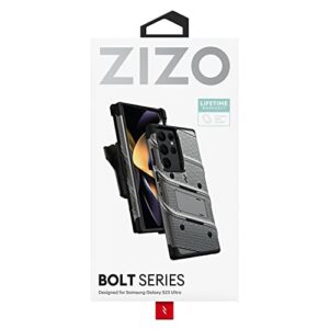 ZIZO Bolt Bundle for Galaxy S23 Ultra Case with Screen Protector Kickstand Holster Lanyard - Gun Metal Gray