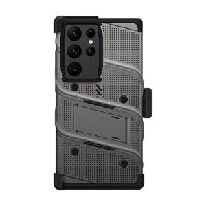 ZIZO Bolt Bundle for Galaxy S23 Ultra Case with Screen Protector Kickstand Holster Lanyard - Gun Metal Gray