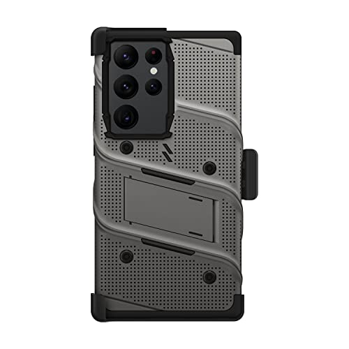 ZIZO Bolt Bundle for Galaxy S23 Ultra Case with Screen Protector Kickstand Holster Lanyard - Gun Metal Gray