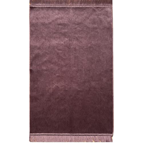 Modefa Turkish Islamic Velvet Janamaz Prayer Rug - Prayer Mat Carpet for Men and Women - Traditional Muslim Sajadah - Ramadan or Eid Gift - Solid Simple (Lilac)