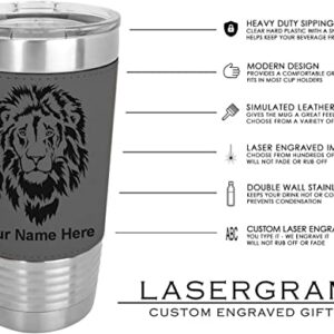 LaserGram 20oz Vacuum Insulated Tumbler Mug, Flag of El Salvador, Personalized Engraving Included (Faux Leather, Gray)