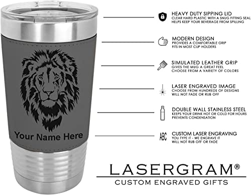 LaserGram 20oz Vacuum Insulated Tumbler Mug, Flag of Guatemala, Personalized Engraving Included (Faux Leather, Gray)