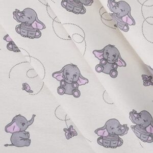 Mook Fabrics Flannel PRT Elephant and Butterfly, Pink