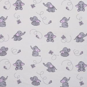 mook fabrics flannel prt elephant and butterfly, pink