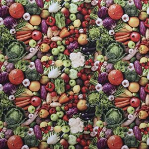 mook fabrics cotton fruits-vegetables, multi cut by the yard