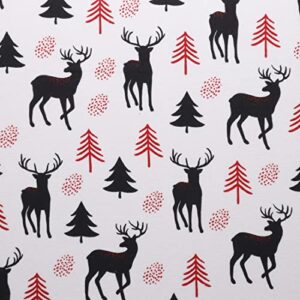 mook fabrics flannel snuggy prt deer/tree, white