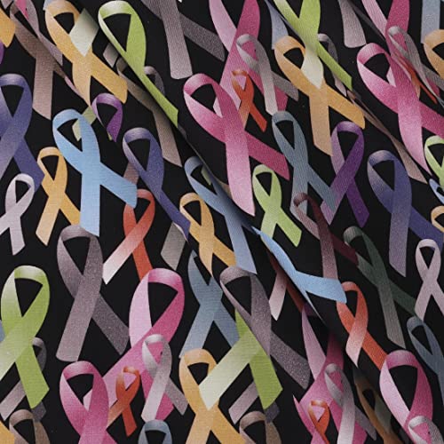 Mook Fabrics Cotton Cancer Awareness, Multi Cut by The Yard