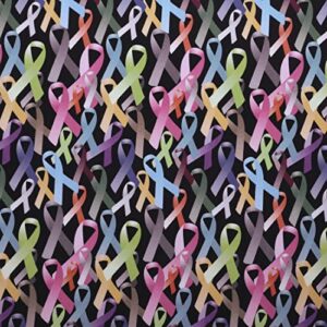 mook fabrics cotton cancer awareness, multi cut by the yard