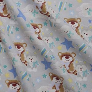 Mook Fabrics Flannel Snuggy PRT Fox/Sheep/Bear Allover, Grey