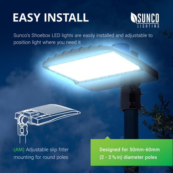 Sunco LED Parking Lot Light, Pole Outdoor Street Light 200W Dusk to Dawn Photocell HID Replacement, 5000K Daylight, 26000 LM, Dimmable 1-10V, Waterproof Commercial Grade UL Listed