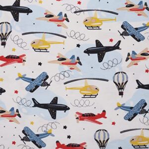 mook fabrics flannel prt multi airplanes, white