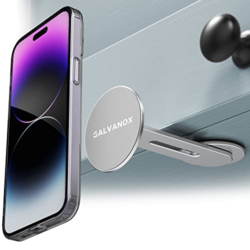 GALVANOX Magnetic Phone Holder, Fold-Away Swivel Stand Compatible with MagSafe for iPhone 12, 13, 14, 15 Pro Max | Bedroom Nightstand, Desk, Kitchen and More (Low Profile Sidemount/Under-Mount)