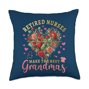 funny retired nurse rn np cna lpn retirement party make the best grandmas nurse retirement gold throw pillow, 18x18, multicolor