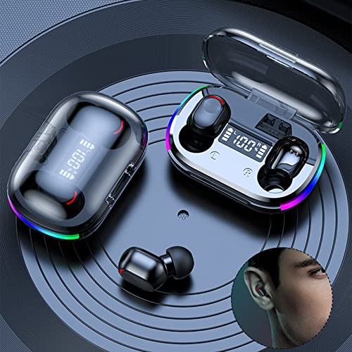Qiopertar Wireless Earbuds Bluetooth 5.3 in Ear Light-Weight Headphones Built-in Microphone Immersive Premium Sound Headset with Charging Case Low-Latency for Sports IPX5 Waterproof Black