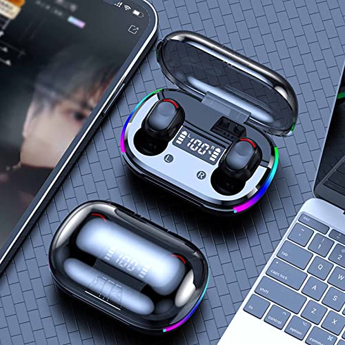 Qiopertar Wireless Earbuds Bluetooth 5.3 in Ear Light-Weight Headphones Built-in Microphone Immersive Premium Sound Headset with Charging Case Low-Latency for Sports IPX5 Waterproof Black