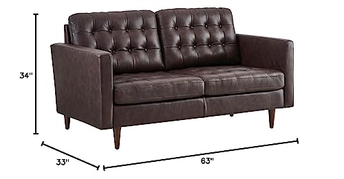 Modway Exalt Tufted Vegan Leather Loveseat, Brown