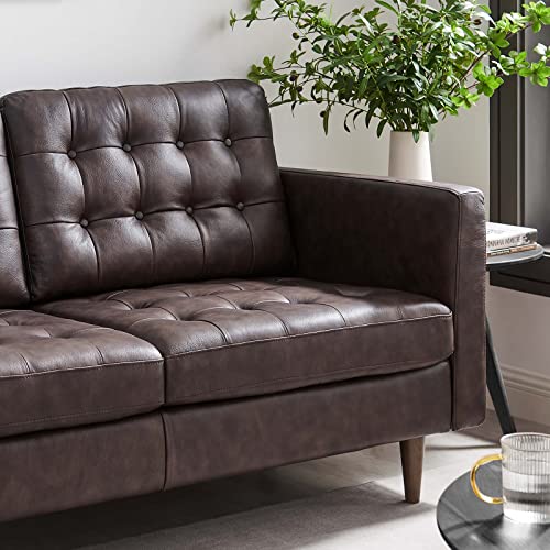 Modway Exalt Tufted Vegan Leather Loveseat, Brown