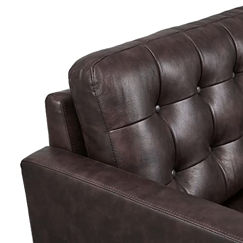 Modway Exalt Tufted Vegan Leather Loveseat, Brown